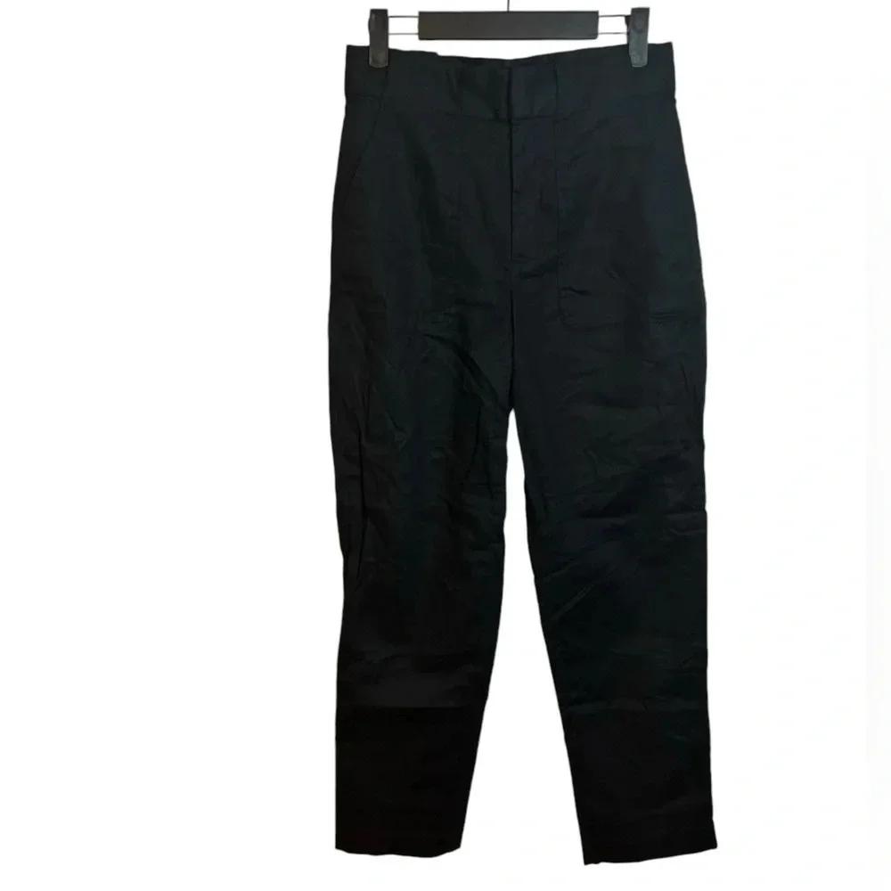 Banana Republic Black Linen High Waisted Slim Ankle Pants